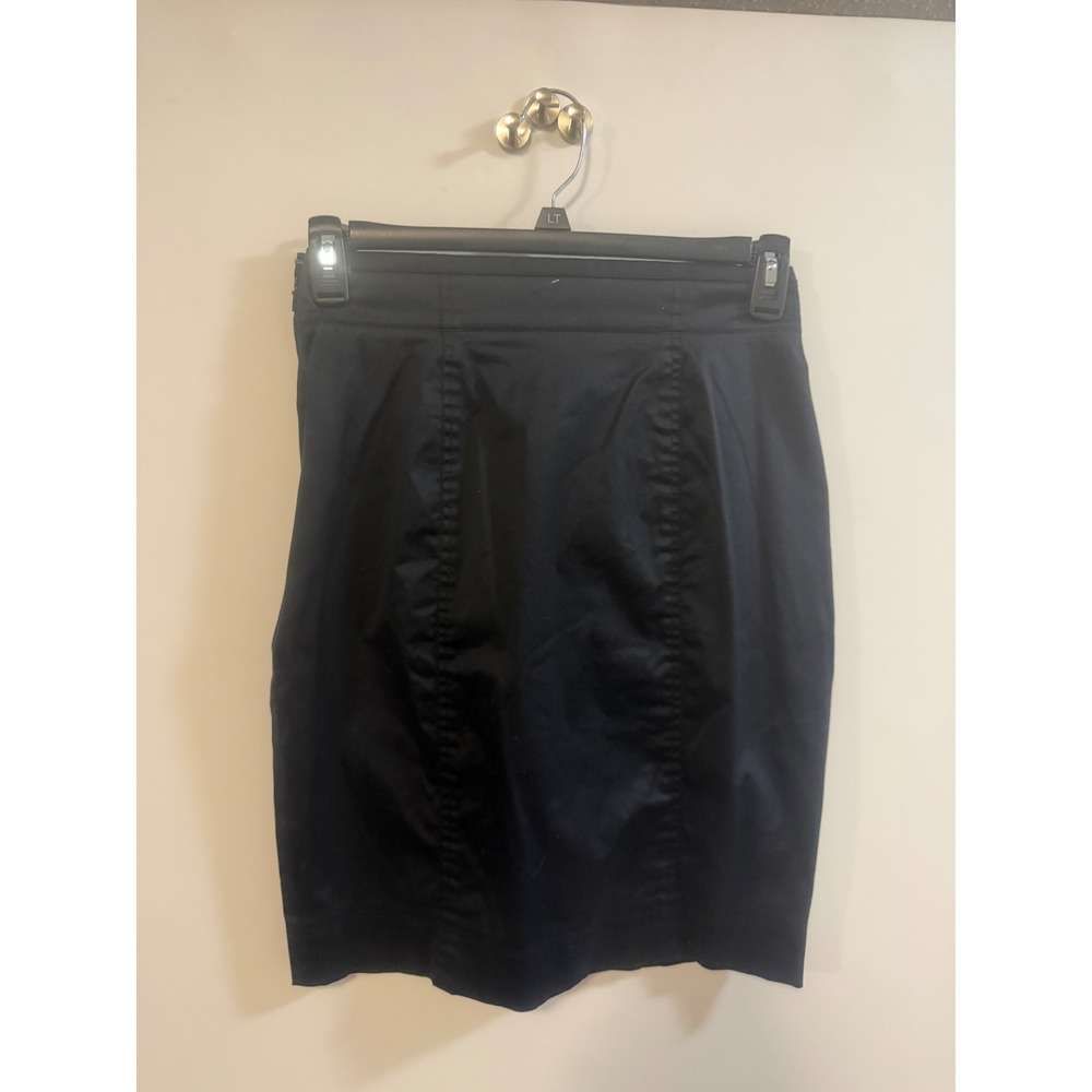Ann Taylor Stretch Black Pencil Skirt Womens Size 4 Side Zip Knee Length Office